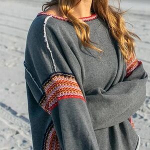 Natural Life Raw Edge Panel Sweatshirt Size s/m